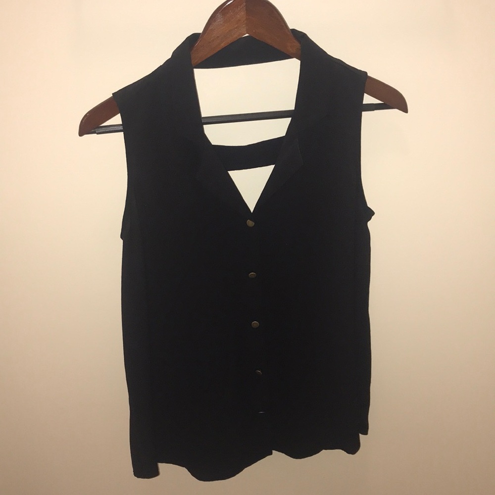 Pixley Sz M Black Sleeveless Top w/ Cut Out Back